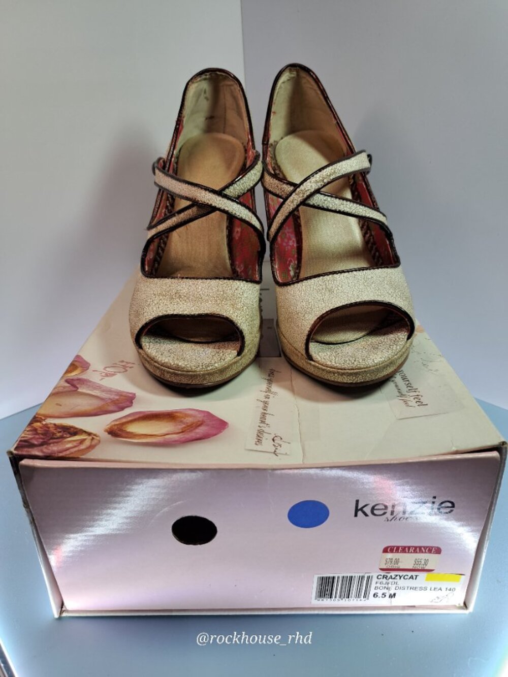 Kenzie CrazyCat Pinup Heels in Bone 6.5 - Picture 3 of 16